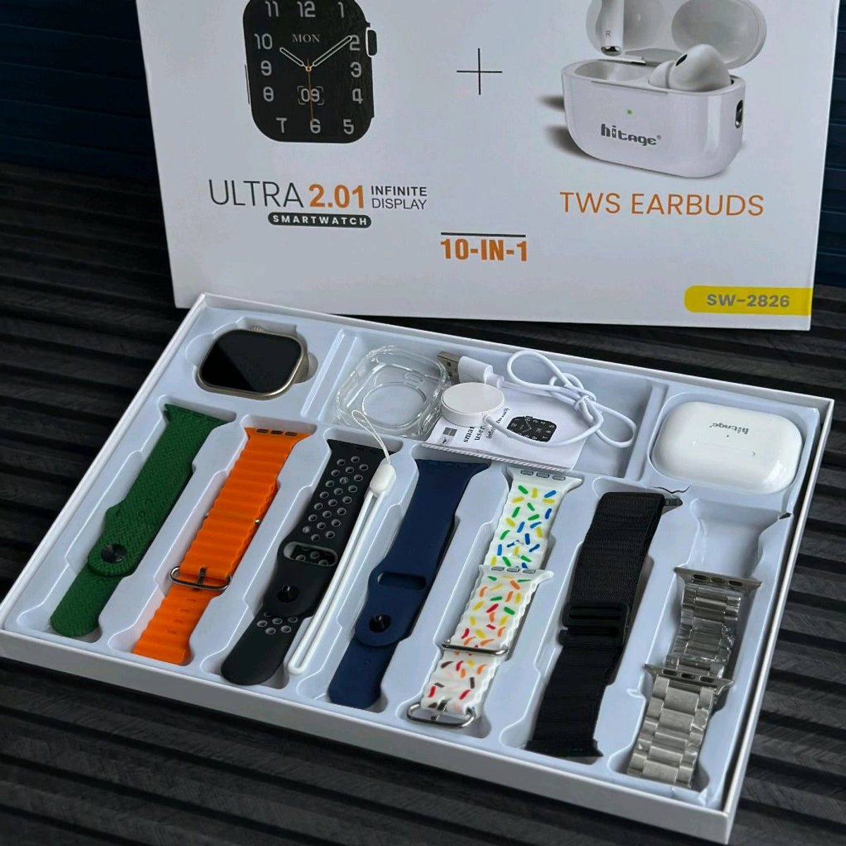 Hitage 10-in-1 Smartwatch Combo with TWS Earbuds